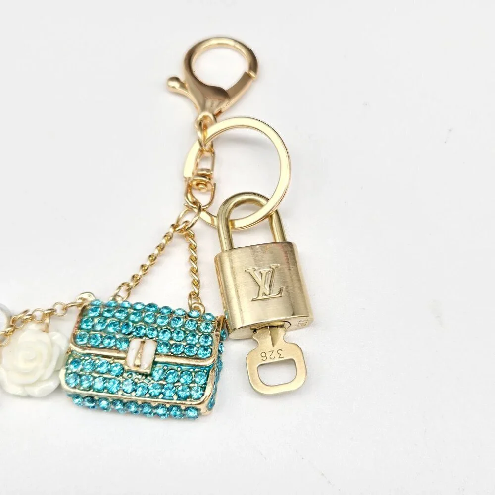 Authentic Louis Vuitton Padlock & Key Gold ✨Unbranded Bag Charm Keychain